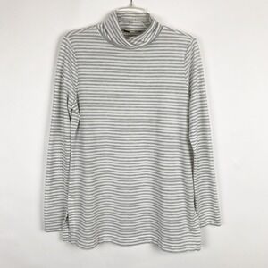 LOFT Striped Long Sleeve Side Slit Turtleneck Tunic Top Women Medium Parisian